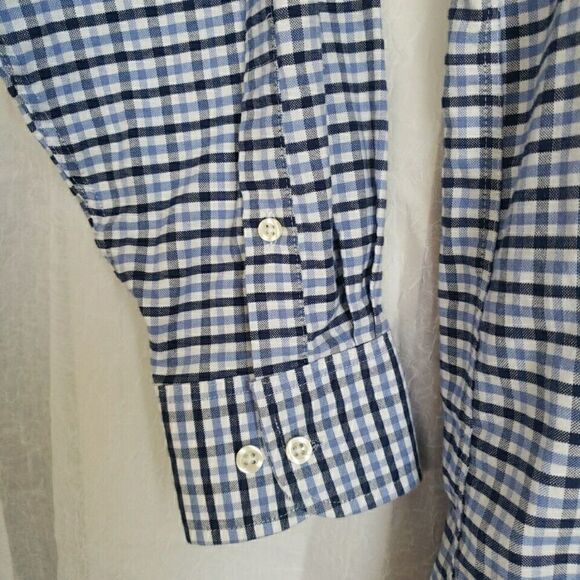 Chaps Mens Shirt Size L 16.5 Long Sleeve Button Up Blue Plaid Regular Fit Oxford - Picture 7 of 12